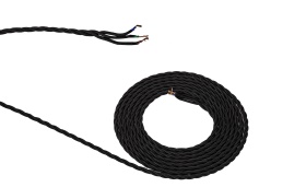 D0663  Cavo 1m Black Braided Twisted 3 Core 0.75mm Cable